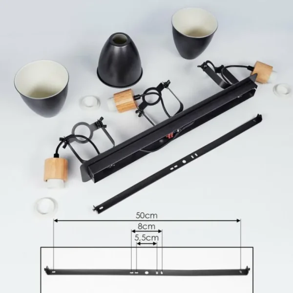 hofstein Plafonnier Elm Anthracite, Bois clair, 3 lumières* Lampes Modernes