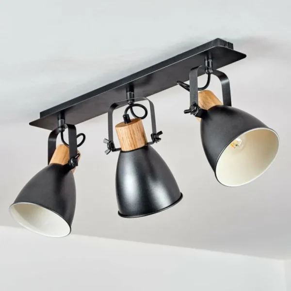 hofstein Plafonnier Elm Anthracite, Bois clair, 3 lumières* Lampes Modernes