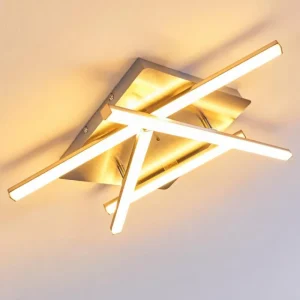 hofstein Plafonnier Eriz LED Nickel mat, 4 lumières, Télécommandes, Changeur de couleurs* Lampes Modernes