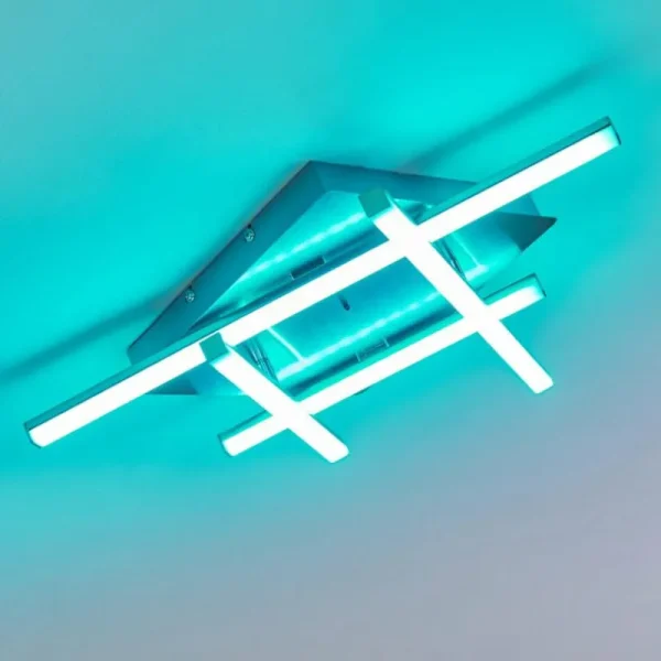 hofstein Plafonnier Eriz LED Nickel mat, 4 lumières, Télécommandes, Changeur de couleurs* Lampes Modernes