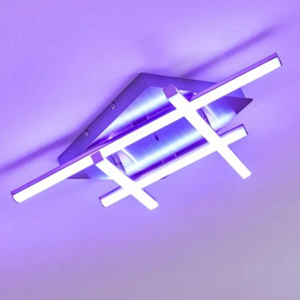 hofstein Plafonnier Eriz LED Nickel mat, 4 lumières, Télécommandes, Changeur de couleurs* Lampes Modernes
