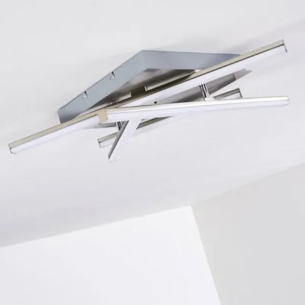 hofstein Plafonnier Eriz LED Nickel mat, 4 lumières, Télécommandes, Changeur de couleurs* Lampes Modernes