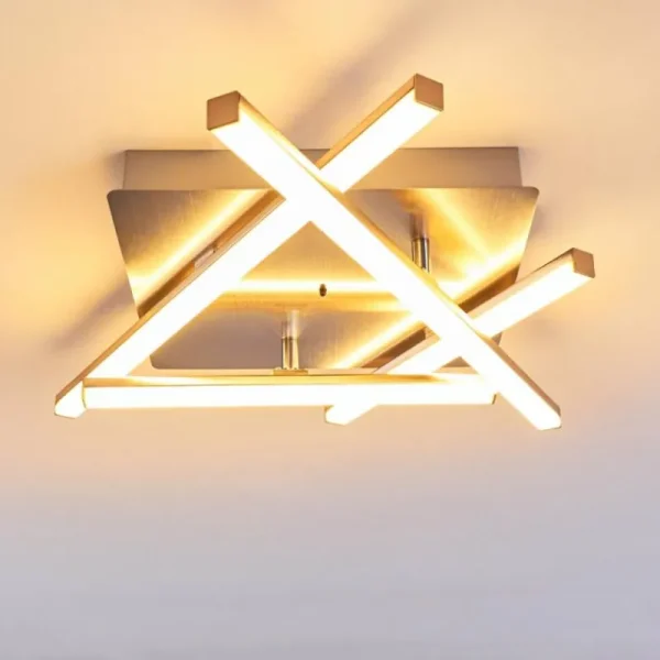 hofstein Plafonnier Eriz LED Nickel mat, 4 lumières, Télécommandes, Changeur de couleurs* Lampes Modernes