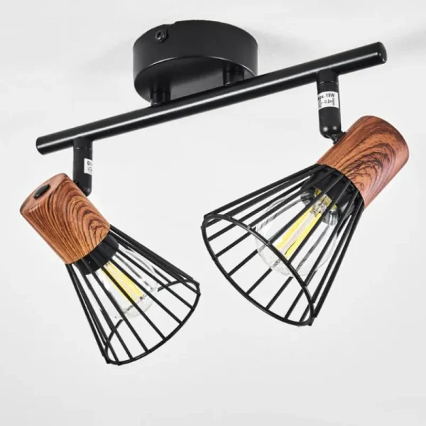 hofstein Plafonnier Errested Bois foncé, Noir, 2 lumières* Lampes Modernes