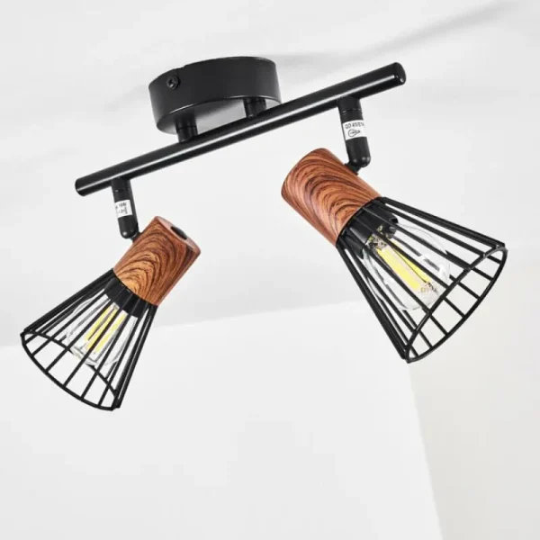 hofstein Plafonnier Errested Bois foncé, Noir, 2 lumières* Lampes Modernes
