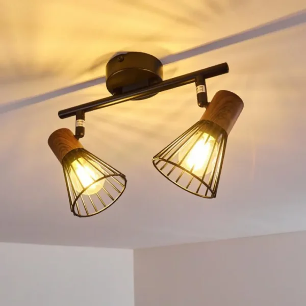 hofstein Plafonnier Errested Bois foncé, Noir, 2 lumières* Lampes Modernes