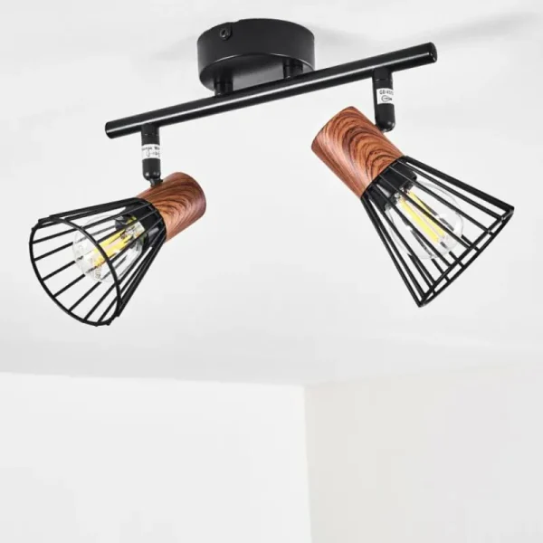 hofstein Plafonnier Errested Bois foncé, Noir, 2 lumières* Lampes Modernes