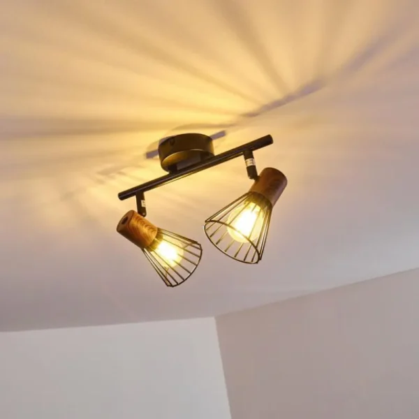 hofstein Plafonnier Errested Bois foncé, Noir, 2 lumières* Lampes Modernes
