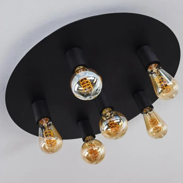 hofstein Plafonnier Esbjerg Noir, 6 lumières* Lampes Modernes