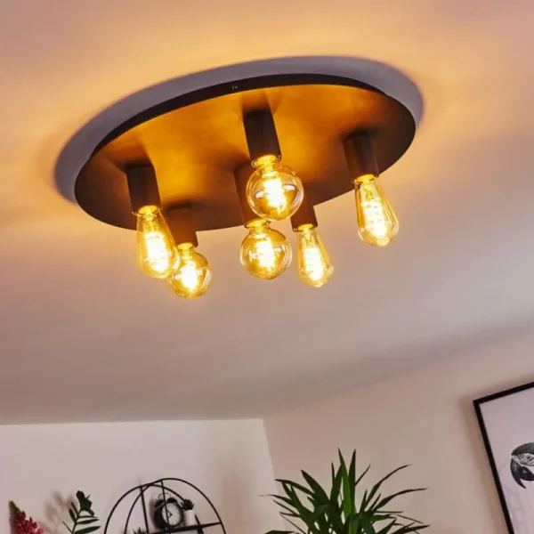 hofstein Plafonnier Esbjerg Noir, 6 lumières* Lampes Modernes