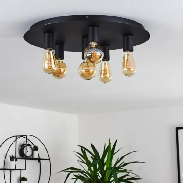 hofstein Plafonnier Esbjerg Noir, 6 lumières* Lampes Modernes
