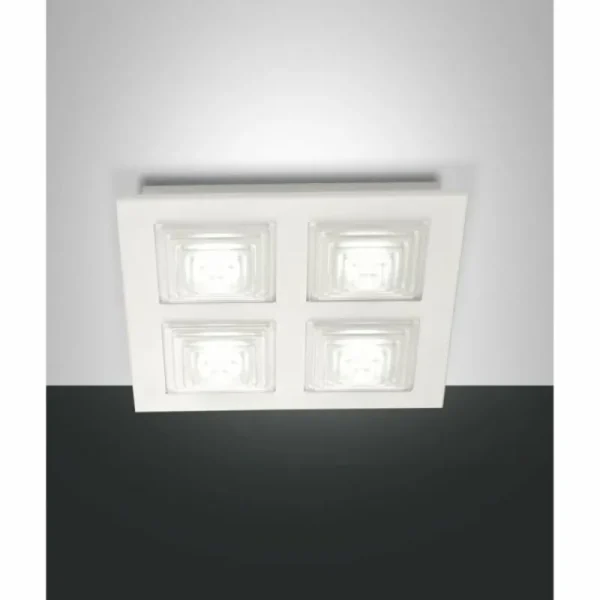 Luminaires Fabas Luce Plafonnier Fabas Luce Formia LED Blanc, 4 lumières* Lampes En Verre