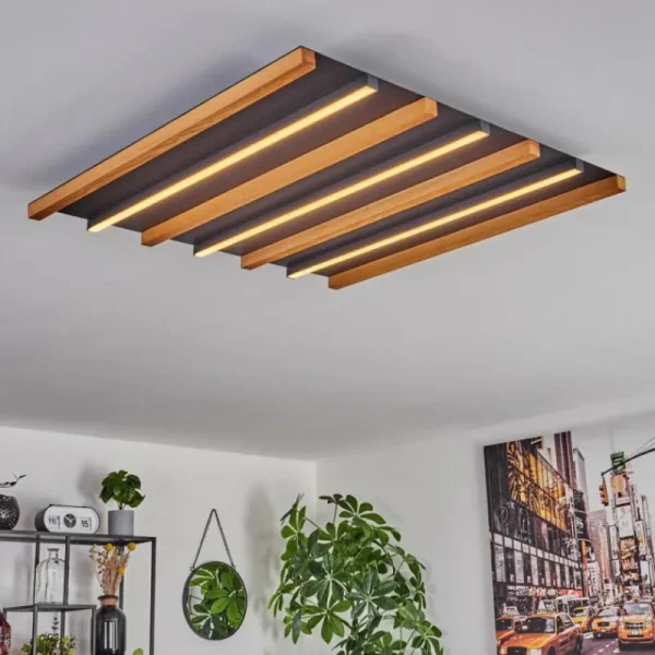 hofstein Plafonnier Favorina LED Écru, Noir, 1 lumière, Télécommandes* Lampes Modernes