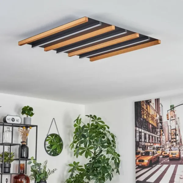 hofstein Plafonnier Favorina LED Écru, Noir, 1 lumière, Télécommandes* Lampes Modernes