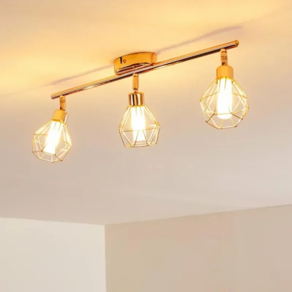 hofstein Plafonnier Ferrand LED Cuivre, 3 lumières* Lampes En Verre