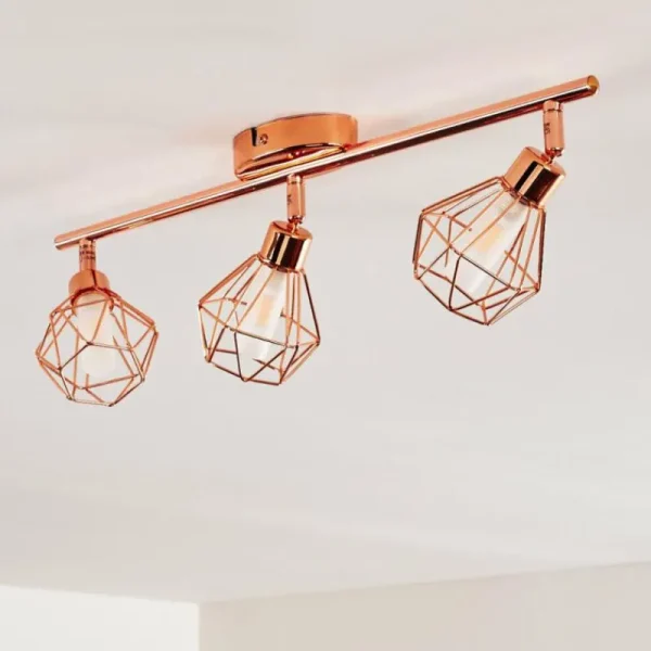 hofstein Plafonnier Ferrand LED Cuivre, 3 lumières* Lampes En Verre