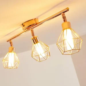 hofstein Plafonnier Ferrand LED Cuivre, 3 lumières* Lampes En Verre