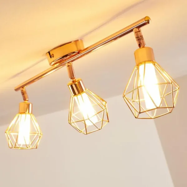 hofstein Plafonnier Ferrand LED Cuivre, 3 lumières* Lampes En Verre