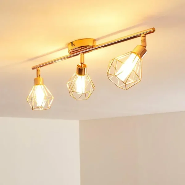 hofstein Plafonnier Ferrand LED Cuivre, 3 lumières* Lampes En Verre