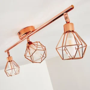 hofstein Plafonnier Ferrand LED Cuivre, 3 lumières* Lampes En Verre