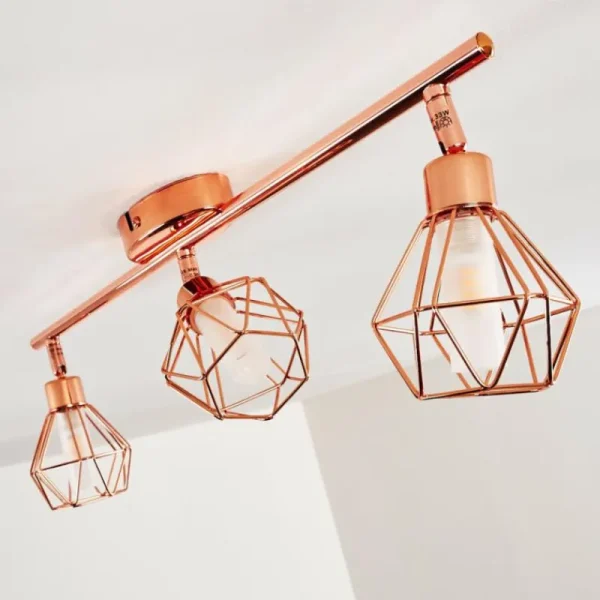 hofstein Plafonnier Ferrand LED Cuivre, 3 lumières* Lampes En Verre
