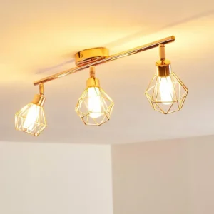hofstein Plafonnier Ferrand LED Cuivre, 3 lumières* Lampes En Verre