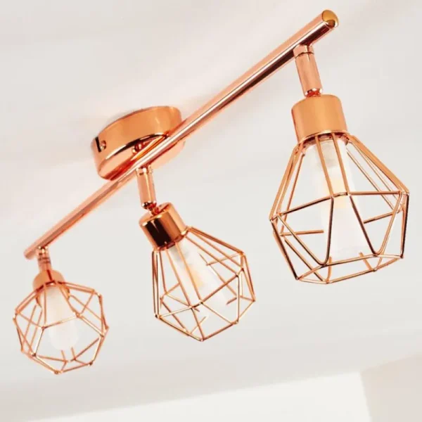 hofstein Plafonnier Ferrand LED Cuivre, 3 lumières* Lampes En Verre
