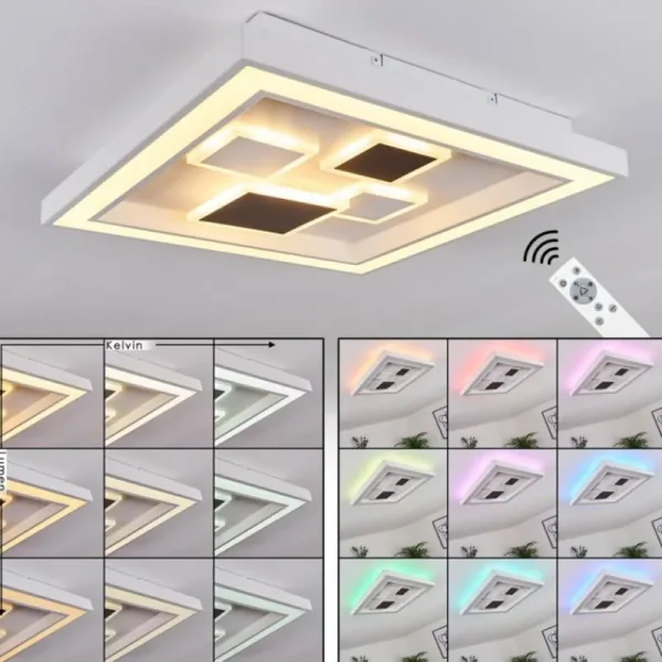 hofstein Plafonnier Fitili LED Noir, Blanc, 1 lumière, Télécommandes, Changeur de couleurs* Lampes Modernes