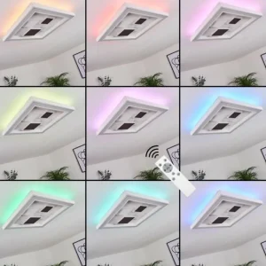 hofstein Plafonnier Fitili LED Noir, Blanc, 1 lumière, Télécommandes, Changeur de couleurs* Lampes Modernes