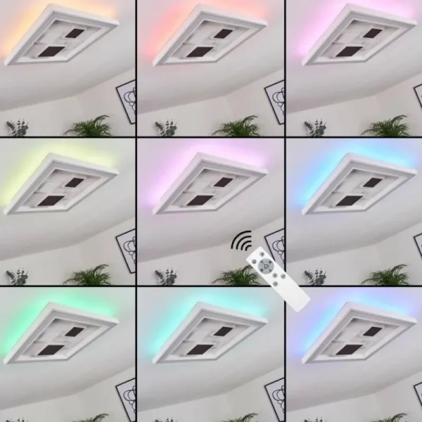 hofstein Plafonnier Fitili LED Noir, Blanc, 1 lumière, Télécommandes, Changeur de couleurs* Lampes Modernes