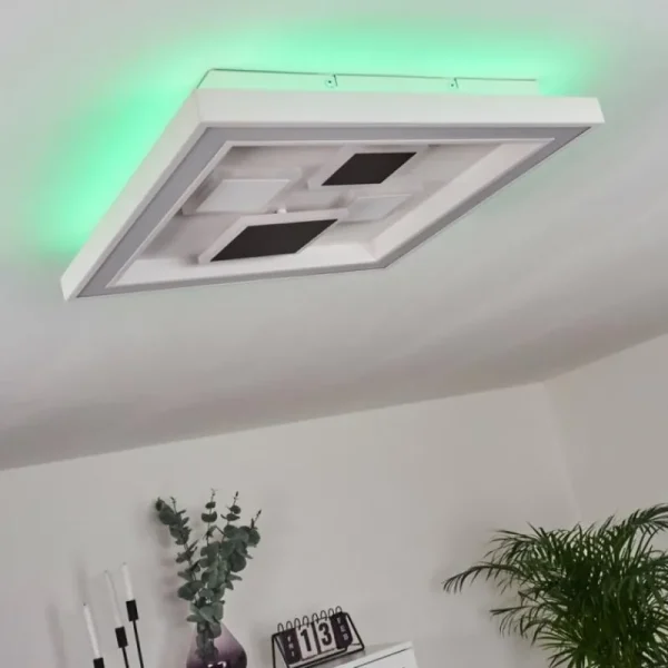 hofstein Plafonnier Fitili LED Noir, Blanc, 1 lumière, Télécommandes, Changeur de couleurs* Lampes Modernes