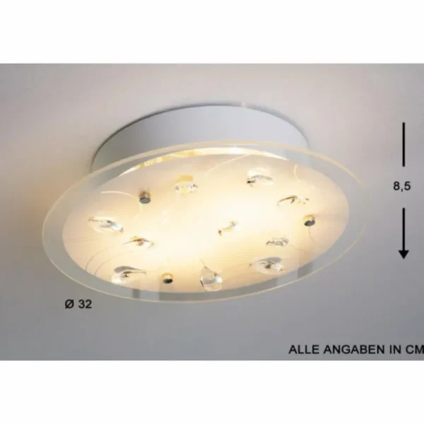 Luminaires Globo Lighting Plafonnier 2flg. Blanc, 2 lumières* Lampes En Verre