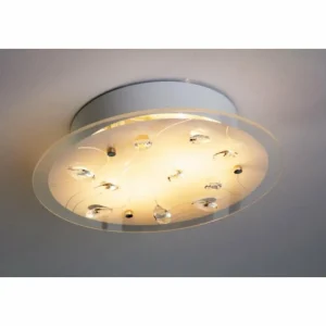 Luminaires Globo Lighting Plafonnier 2flg. Blanc, 2 lumières* Lampes En Verre