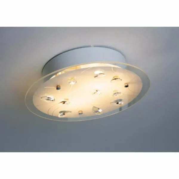 Luminaires Globo Lighting Plafonnier 2flg. Blanc, 2 lumières* Lampes En Verre