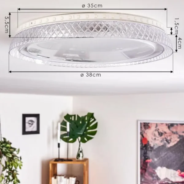 hofstein Plafonnier Fondaco LED Blanc, 1 lumière, Télécommandes, Changeur de couleurs* Lampes Modernes