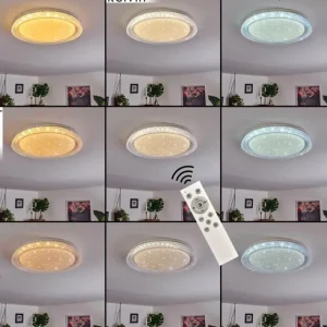 hofstein Plafonnier Fondaco LED Blanc, 1 lumière, Télécommandes, Changeur de couleurs* Lampes Modernes