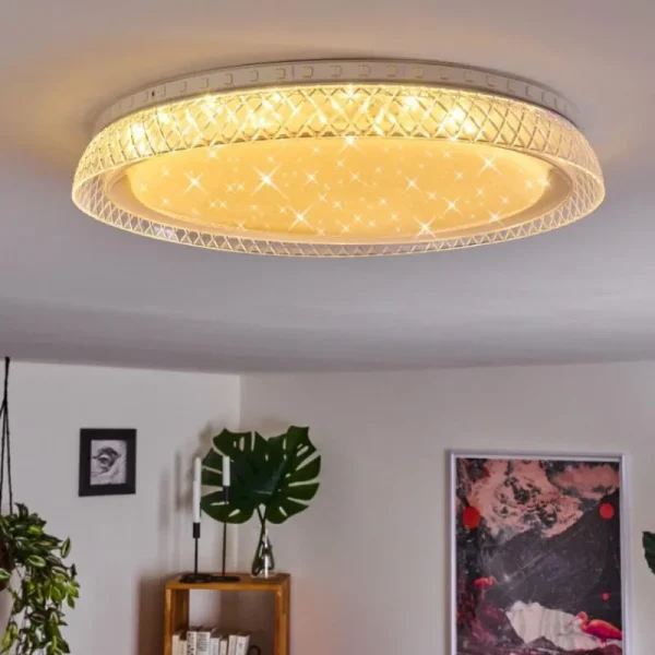 hofstein Plafonnier Fondaco LED Blanc, 1 lumière, Télécommandes, Changeur de couleurs* Lampes Modernes
