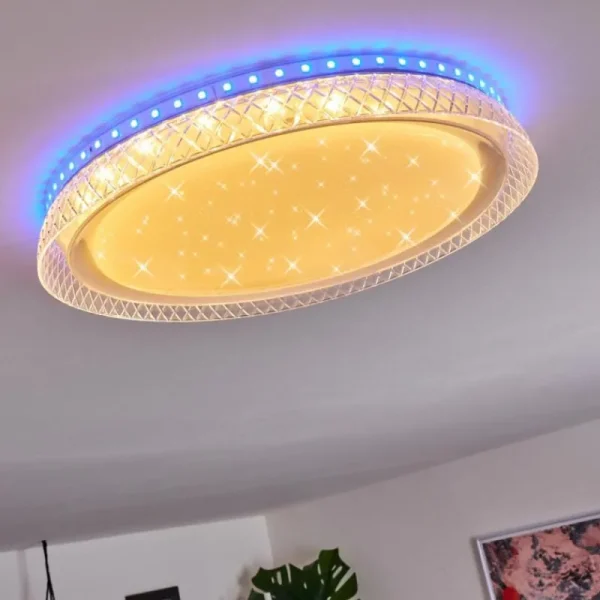 hofstein Plafonnier Fondaco LED Blanc, 1 lumière, Télécommandes, Changeur de couleurs* Lampes Modernes