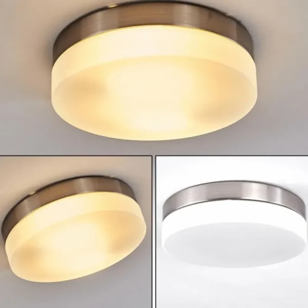 hofstein Plafonnier Fresno Nickel mat, 2 lumières* Lampes En Verre