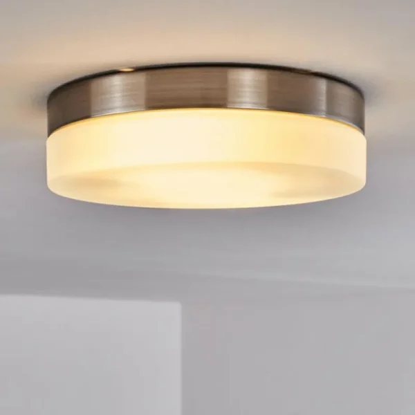 hofstein Plafonnier Fresno Nickel mat, 2 lumières* Lampes En Verre
