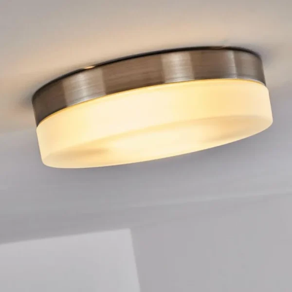 hofstein Plafonnier Fresno Nickel mat, 2 lumières* Lampes En Verre