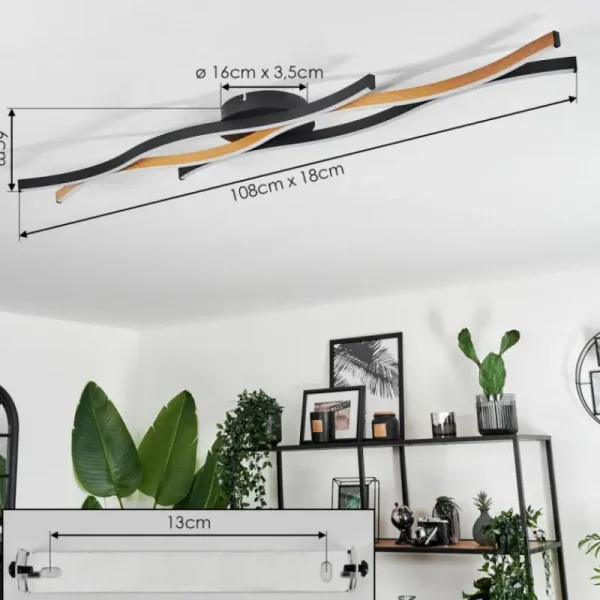 hofstein Plafonnier Fuliola LED Noir, 1 lumière* Lampes Modernes