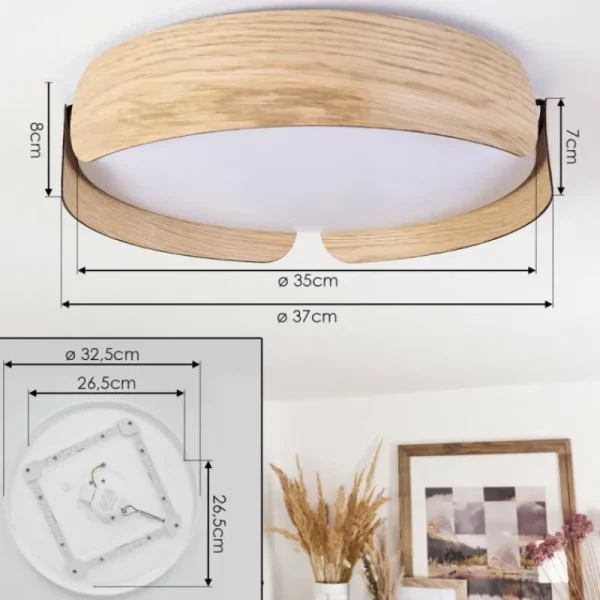 hofstein Plafonnier Fuscado LED Couleur bois, 1 lumière* Lampes Modernes