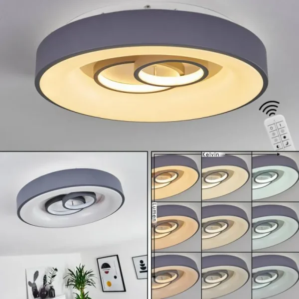 hofstein Plafonnier Gabbiana LED Gris, Blanc, 1 lumière, Télécommandes* Lampes Modernes