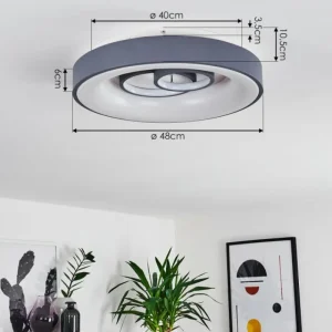 hofstein Plafonnier Gabbiana LED Gris, Blanc, 1 lumière, Télécommandes* Lampes Modernes