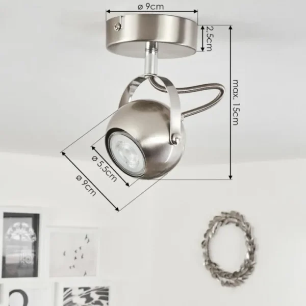 hofstein Plafonnier Gadmen Chrome, Nickel mat, 1 lumière* Lampes Modernes