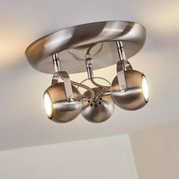 hofstein Plafonnier Gadmen Nickel mat, 3 lumières* Lampes Modernes