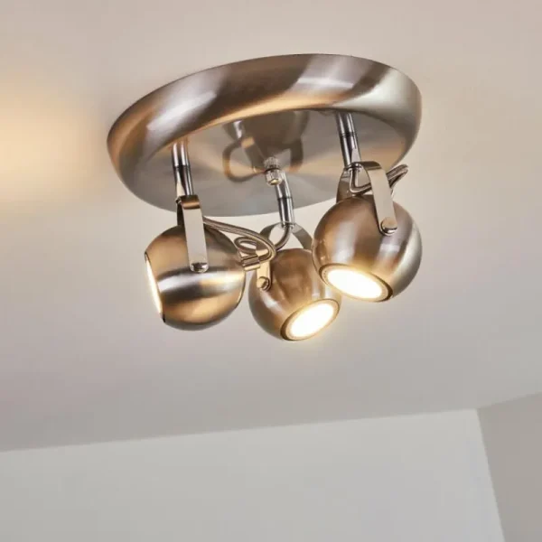 hofstein Plafonnier Gadmen Nickel mat, 3 lumières* Lampes Modernes
