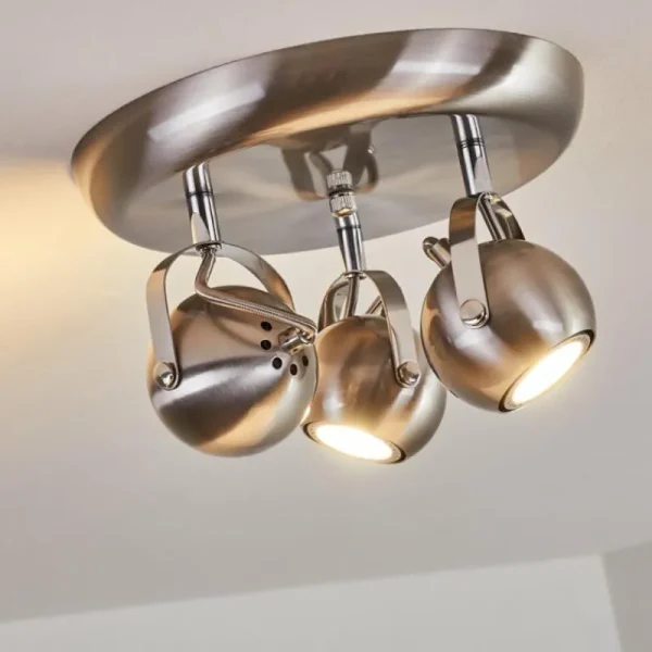 hofstein Plafonnier Gadmen Nickel mat, 3 lumières* Lampes Modernes