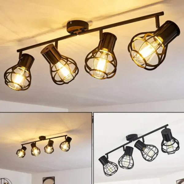 hofstein Plafonnier Gainesville Noir, 4 lumières* Lampes Modernes